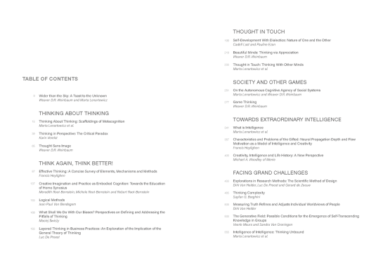 The Practice of Thinking - Table of Contents